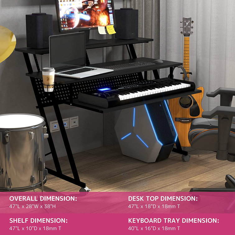 Music Studio Producer Recording Piano Stand Desk, Unique & Smart Design  Workstation Table